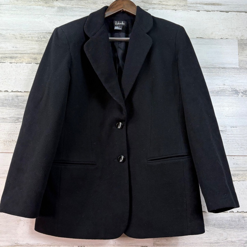 Rafaella Heavy‎ Black Wool Cashmere 2 Button Blazer Jacket Size 8 Dark Academia